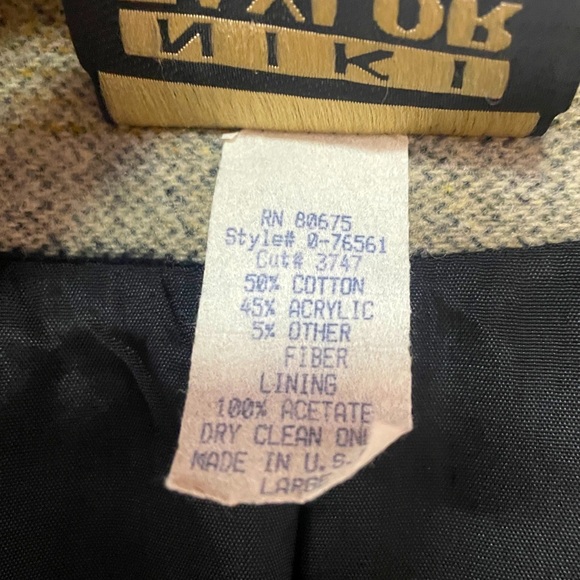 Vintage Niki Taylor Green Tan Stripe One Button Cotton Blend Blazer Jacket Sz L - Picture 4 of 5